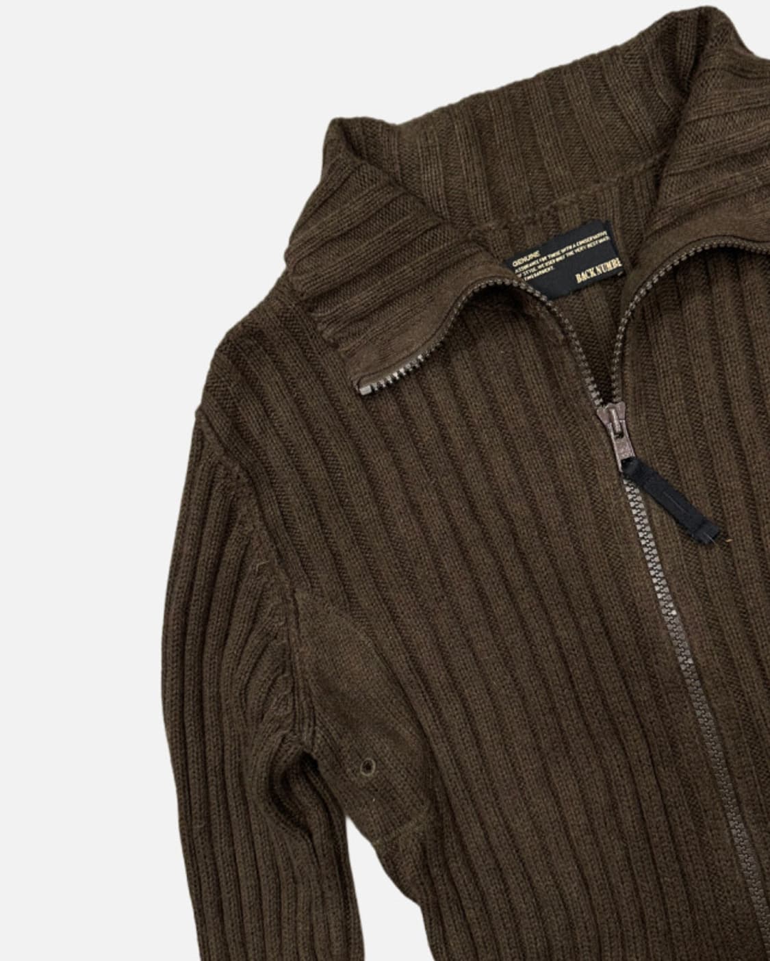 BACK NUMBER brown ribbed knit zip-up 상품이미지3