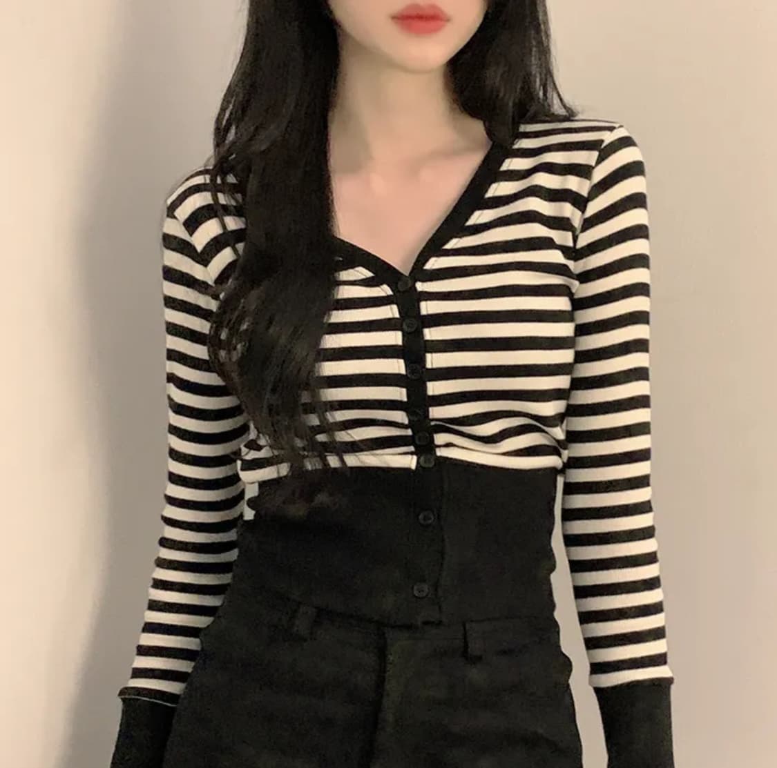 피치빈 보브 스트라이프 가디건 상품이미지2