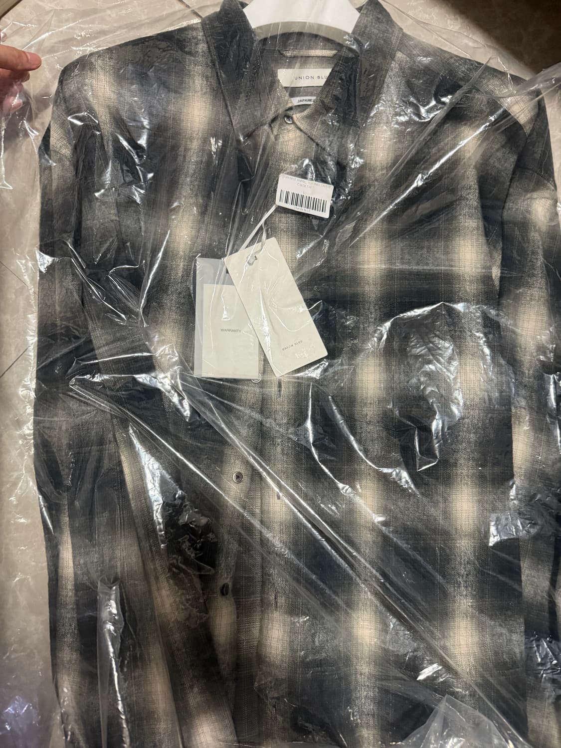 L사이즈 유니온블루 재패니즈 패브릭 플란넬 옴브레 체크 셔츠 상품이미지3