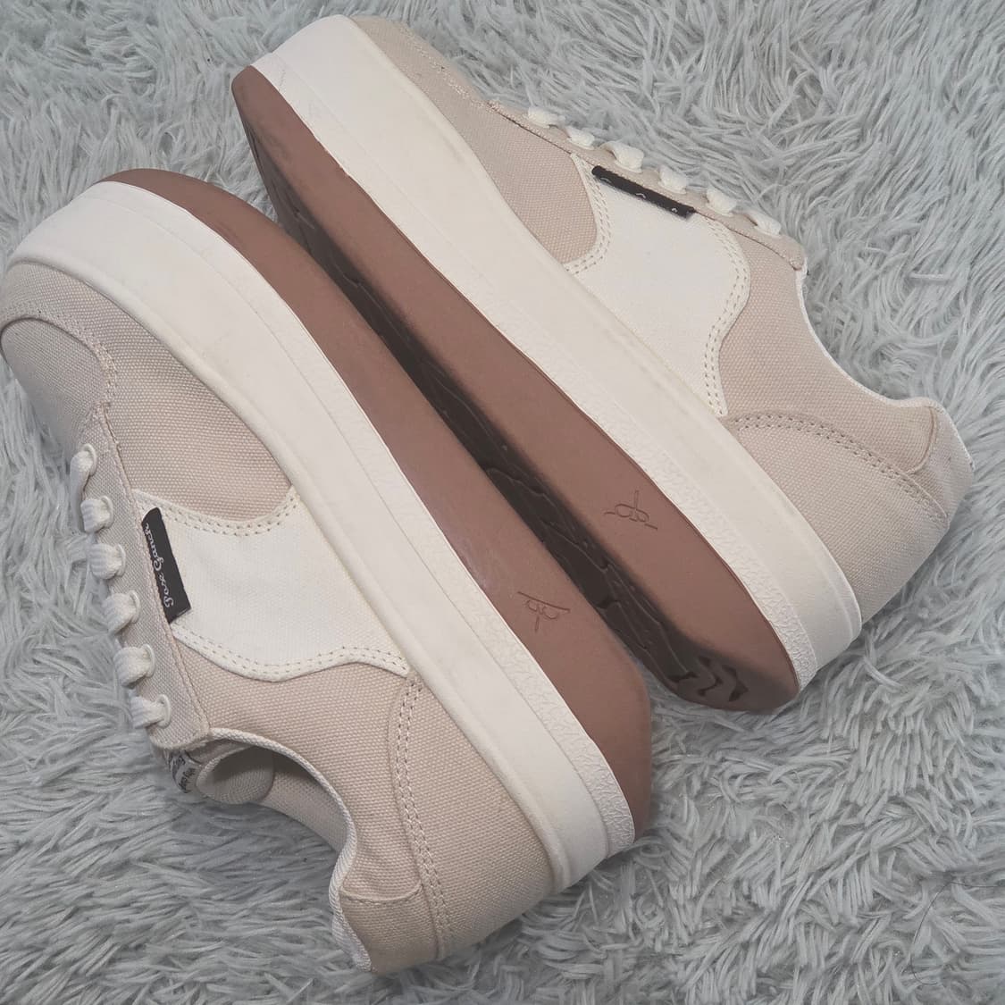 8q-29:Poseganch 포즈갠치 캔버스 스니커즈 베이지 (235) 상품이미지8