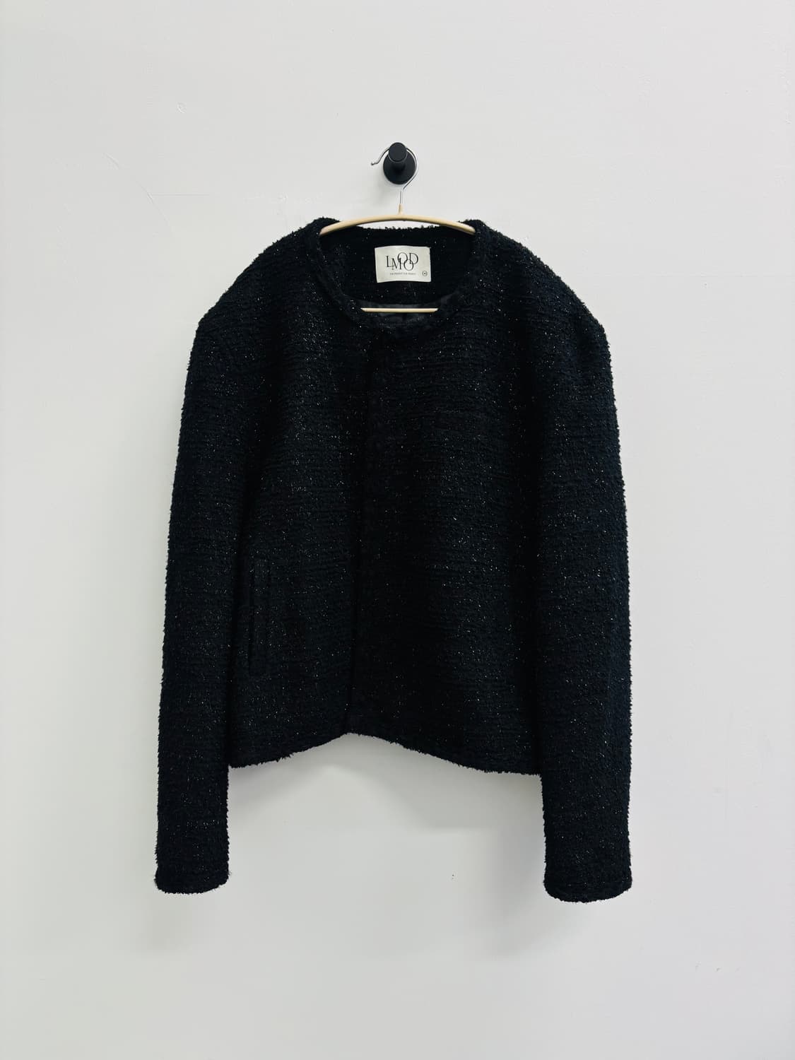 엘무드 LMOOD 루즈핏 트위드 노카라 자켓 상품이미지3