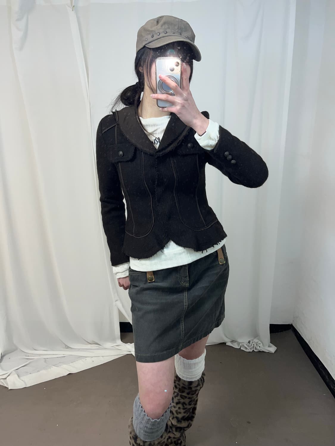 코듀로이 브라운 스커트 상품이미지3