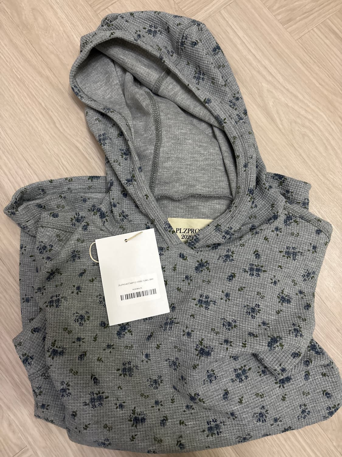 플리즈프로젝트 와플 후드/floral gray 상품이미지1