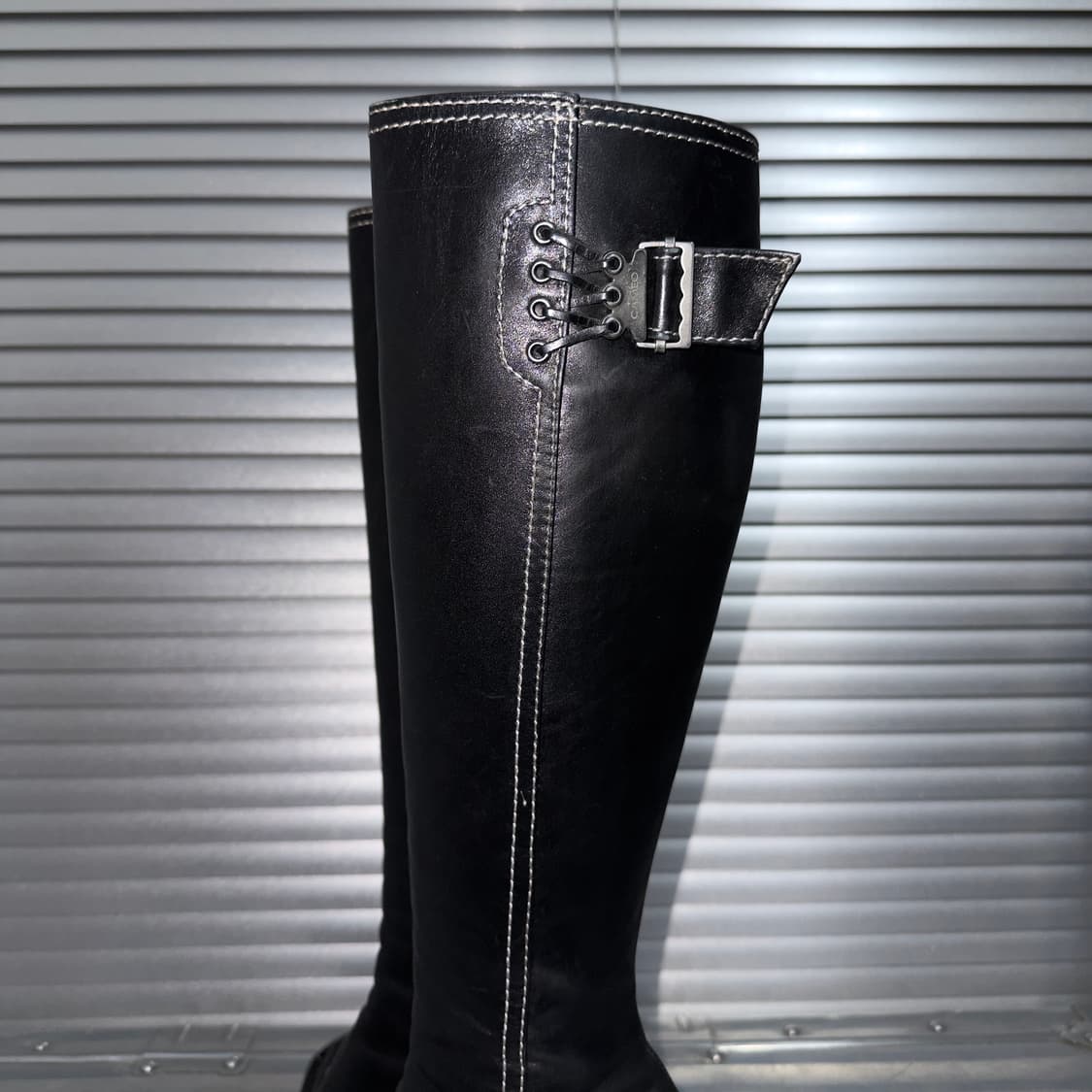 00s 레어 카메오 이탈리아 가죽 코르셋 부츠 상품이미지3