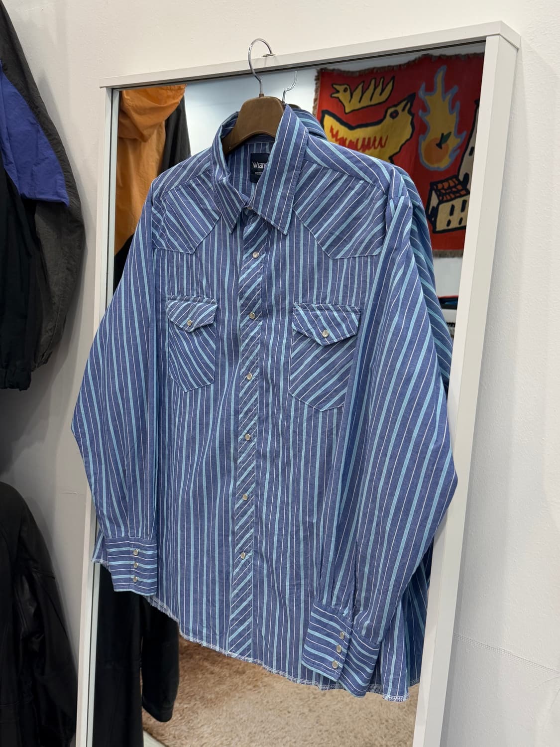 90s Wrangler 랭글러 웨스턴 스트라이프 셔츠 상품이미지1