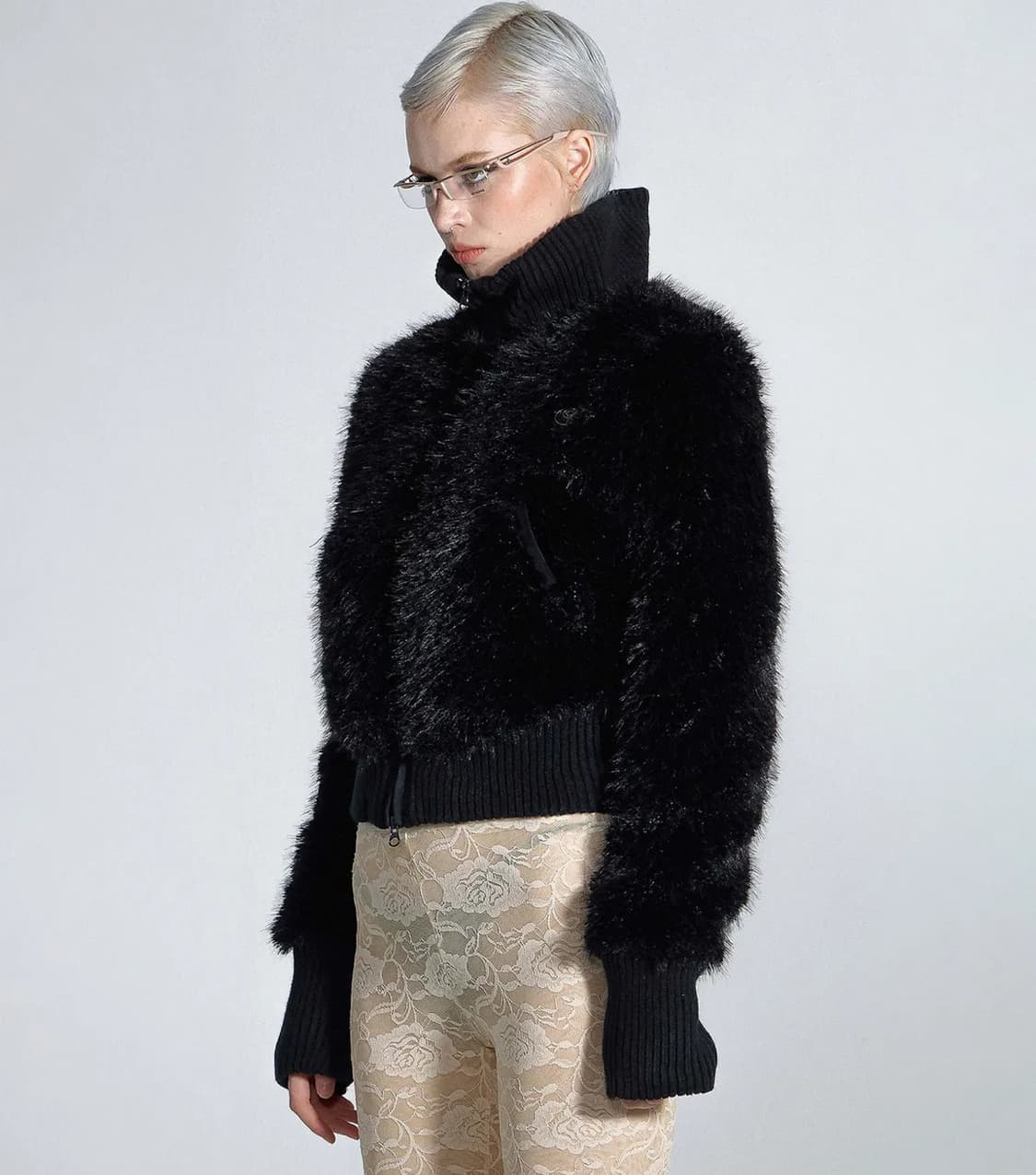 Sculptor Faux Fur Zip-Up Jacket Black 상품이미지4