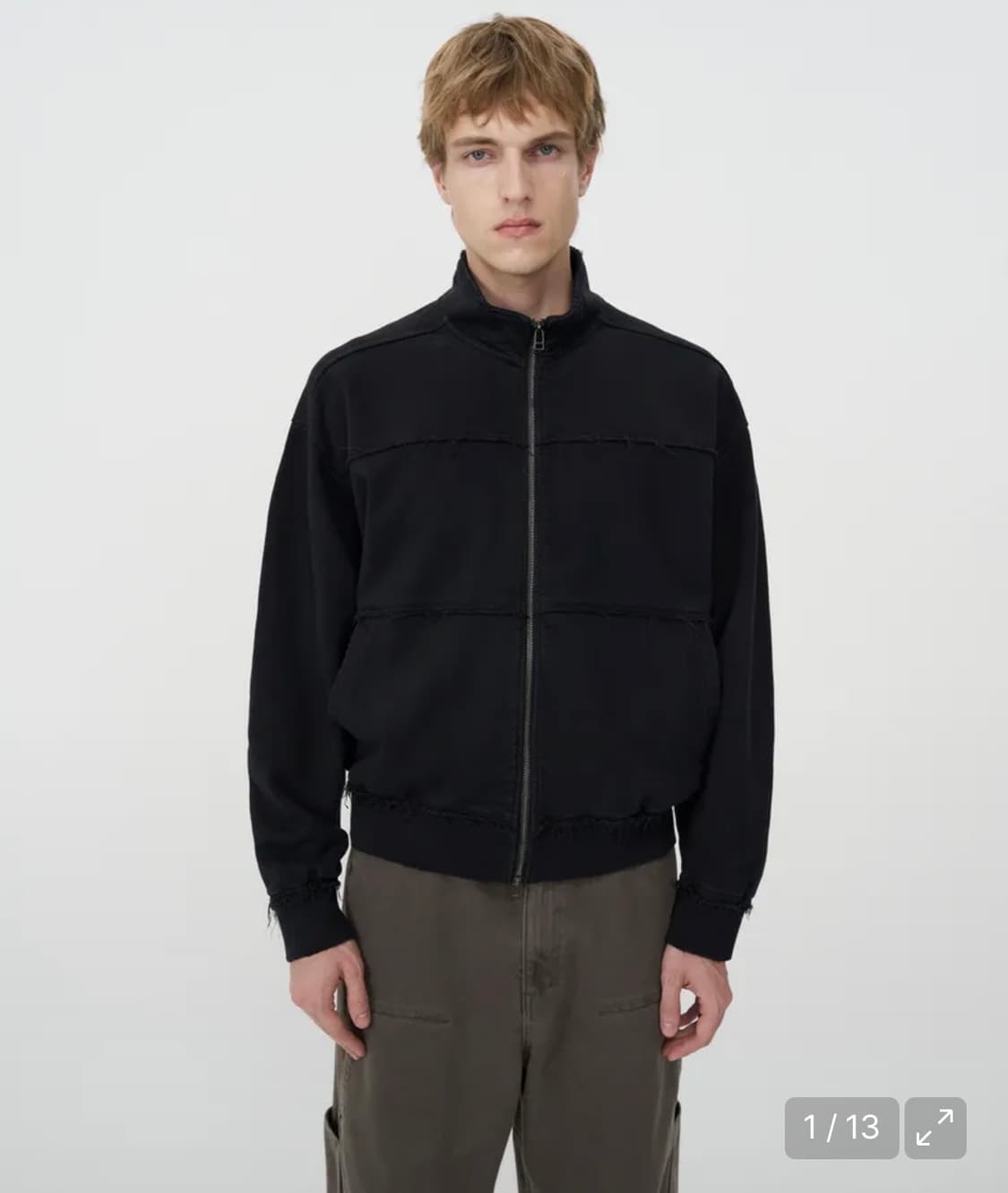 [L] 인사일런스 워시드 컷오프 트랙자켓 블랙 상품이미지1