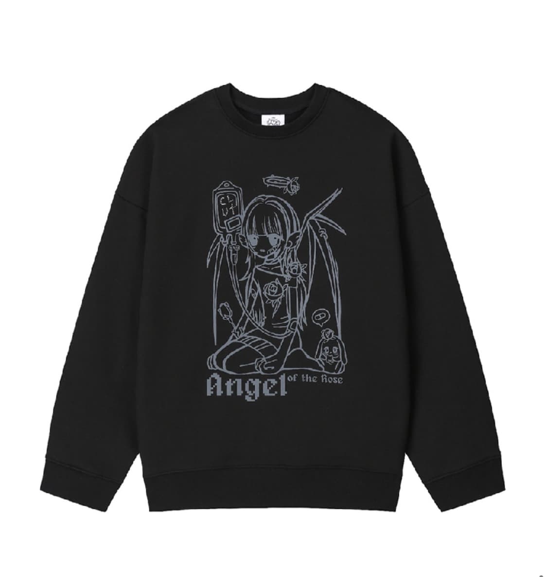 클럿스튜디오  Angel of the Rose 맨투맨 블랙 상품이미지3