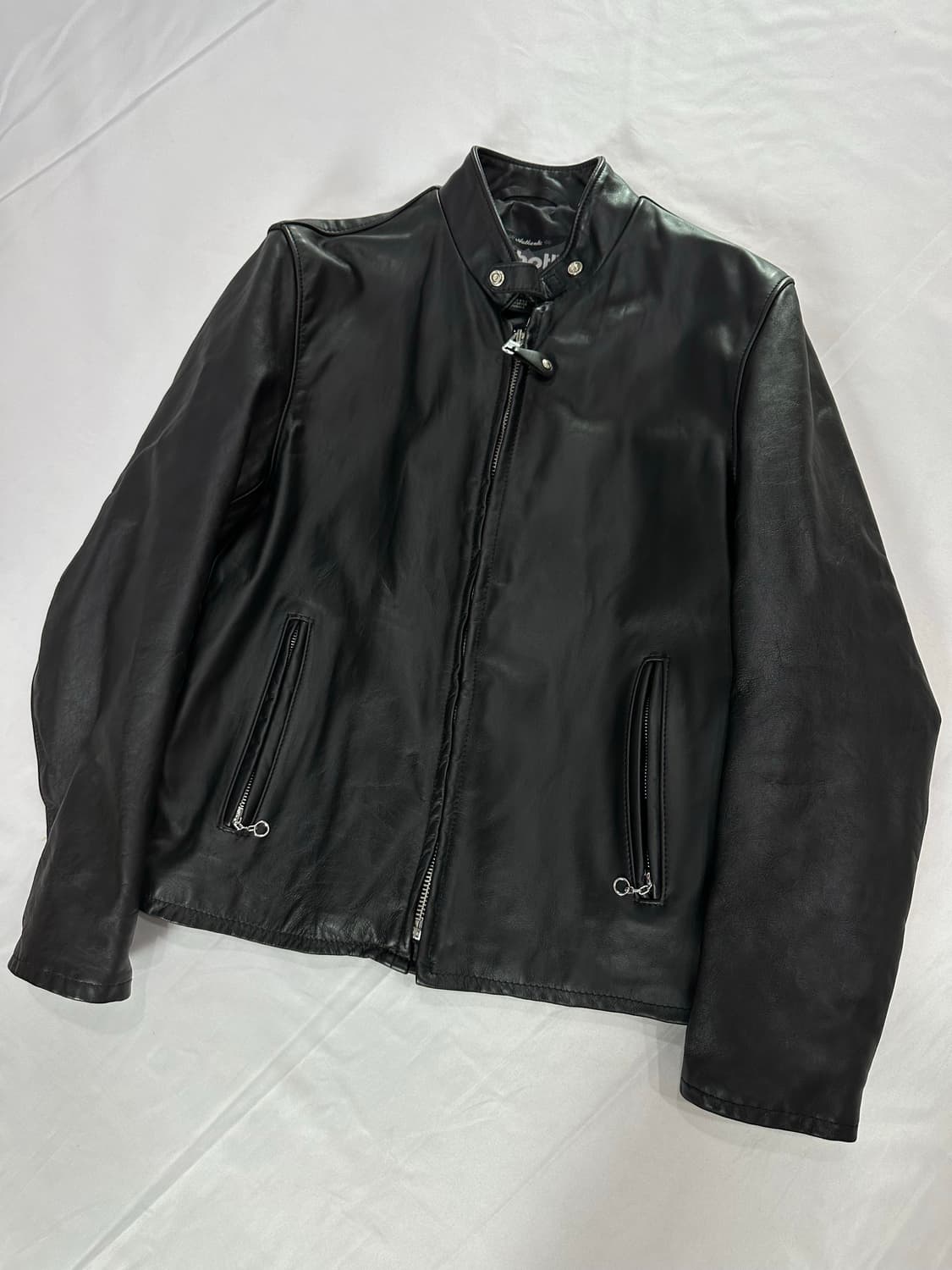 [L] 쇼트 654 카페레이서 카프스킨 싱글 레더 자켓 상품이미지4