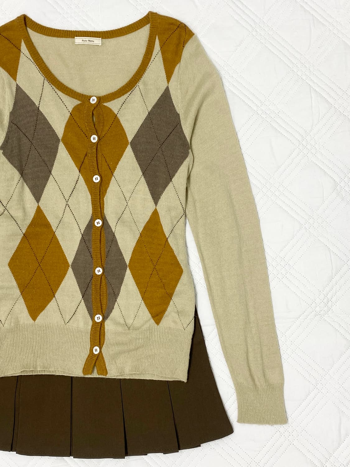 ꒰ঌ 모카 라떼맛 아가일 가디건 ໒꒱ 상품이미지2