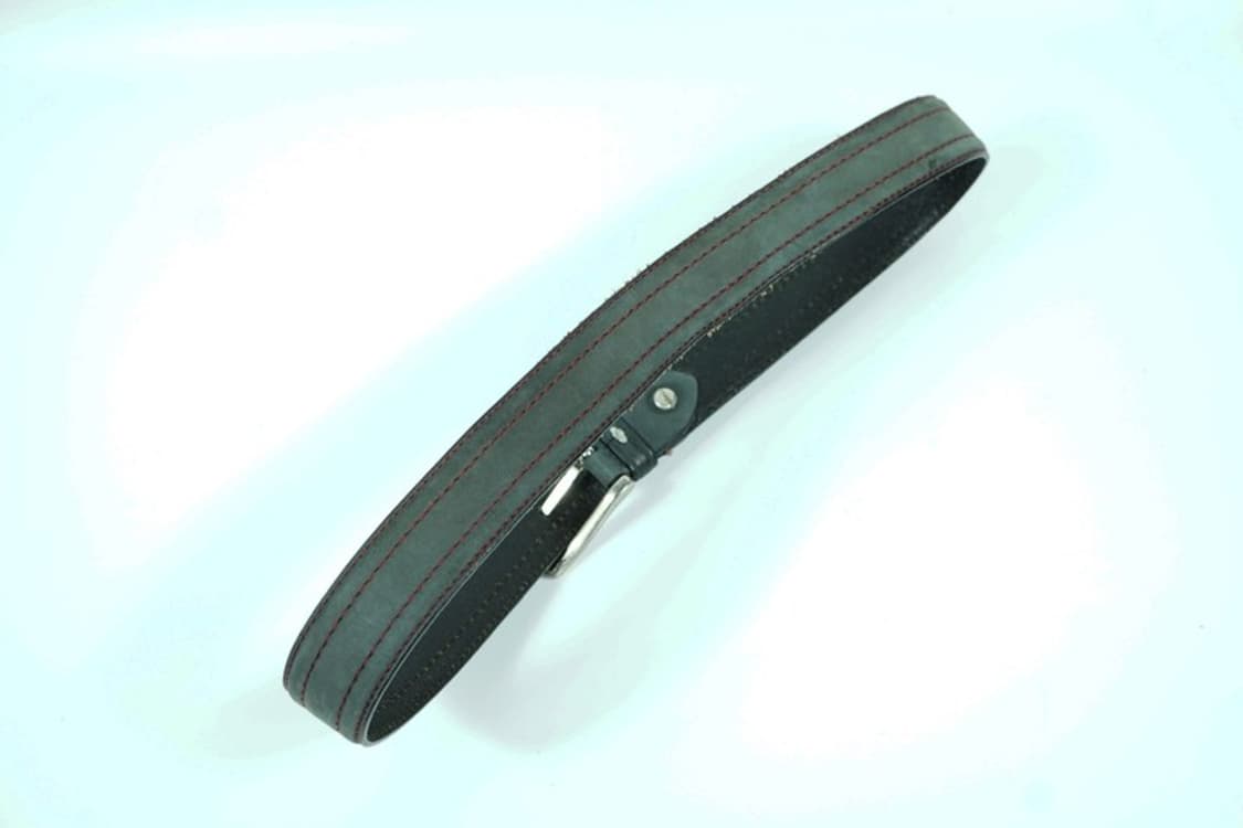 유니크 레드 스티치 포인트 다크그린 레더 벨트 상품이미지2