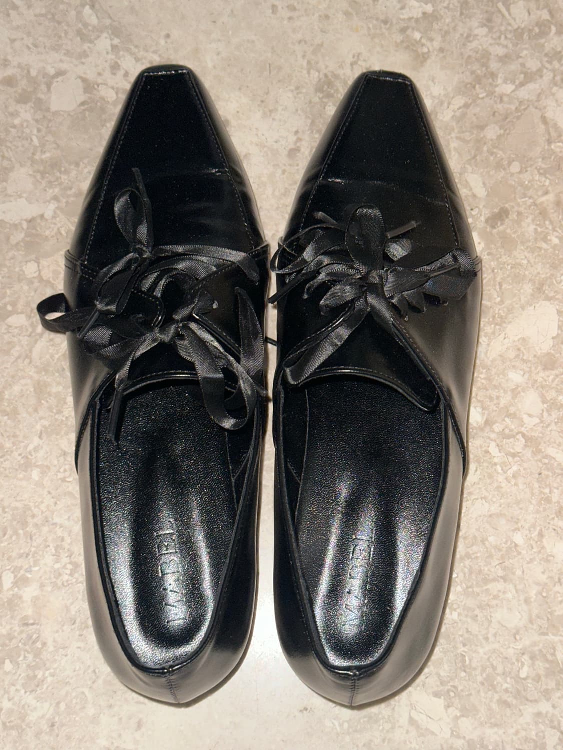 (240)디에이디 블랙 리본 플랫 슈즈 리본뮬 구두 샵페어리 상품이미지2