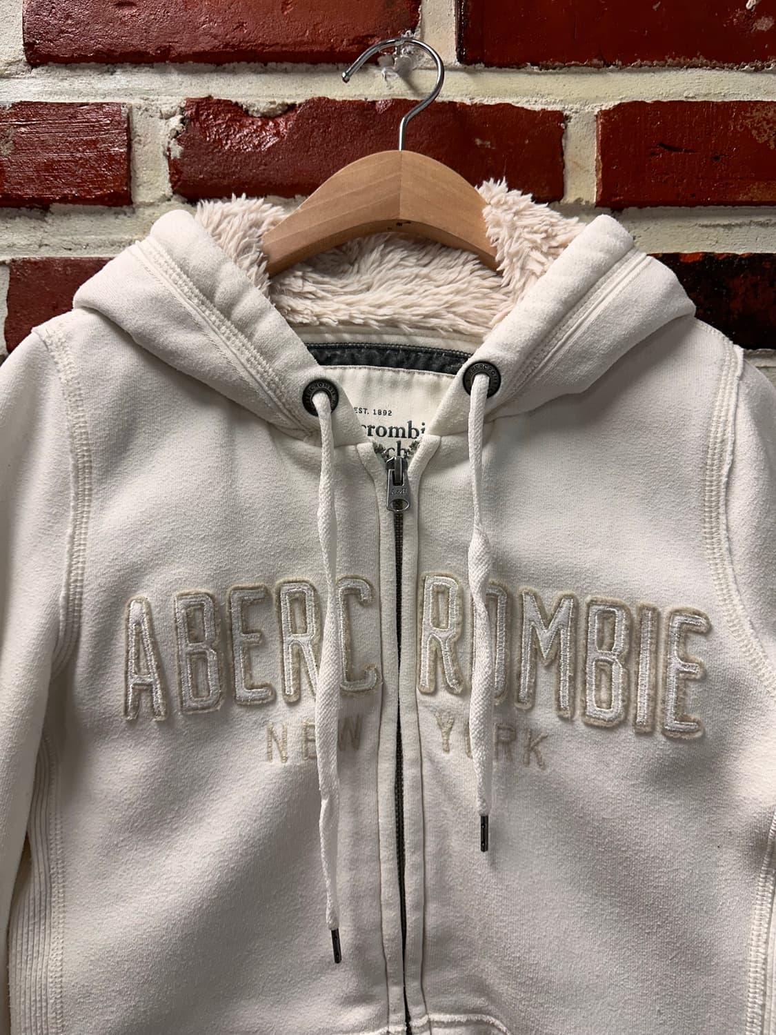 (S)아베크롬비 보아털 후드집업 아이보리 상품이미지2
