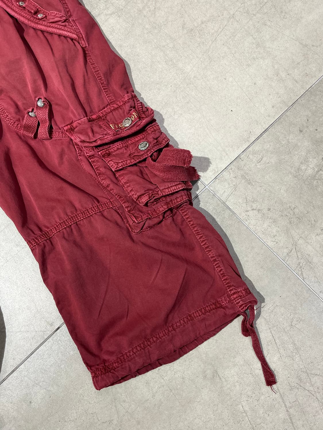 일본 빈티지 락펑크 버건디 카고 숏팬츠 반바지 상품이미지3