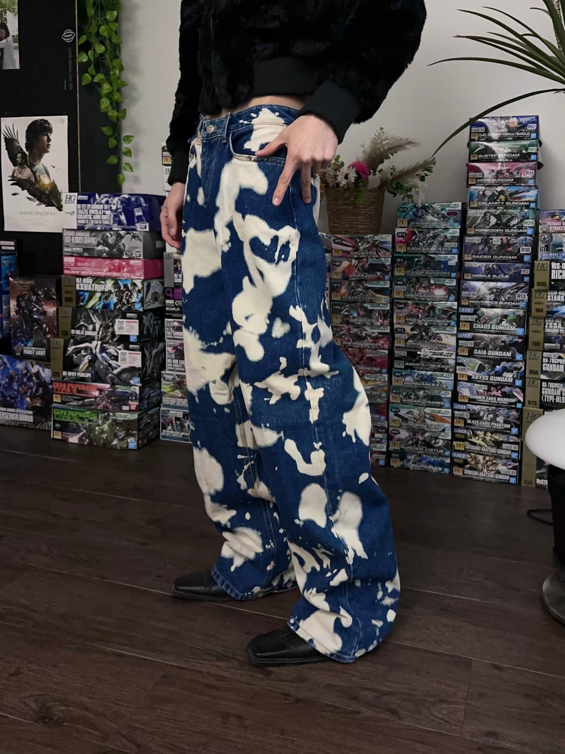 Black Up 타이다이 워시드 스트레이트 진 상품이미지4