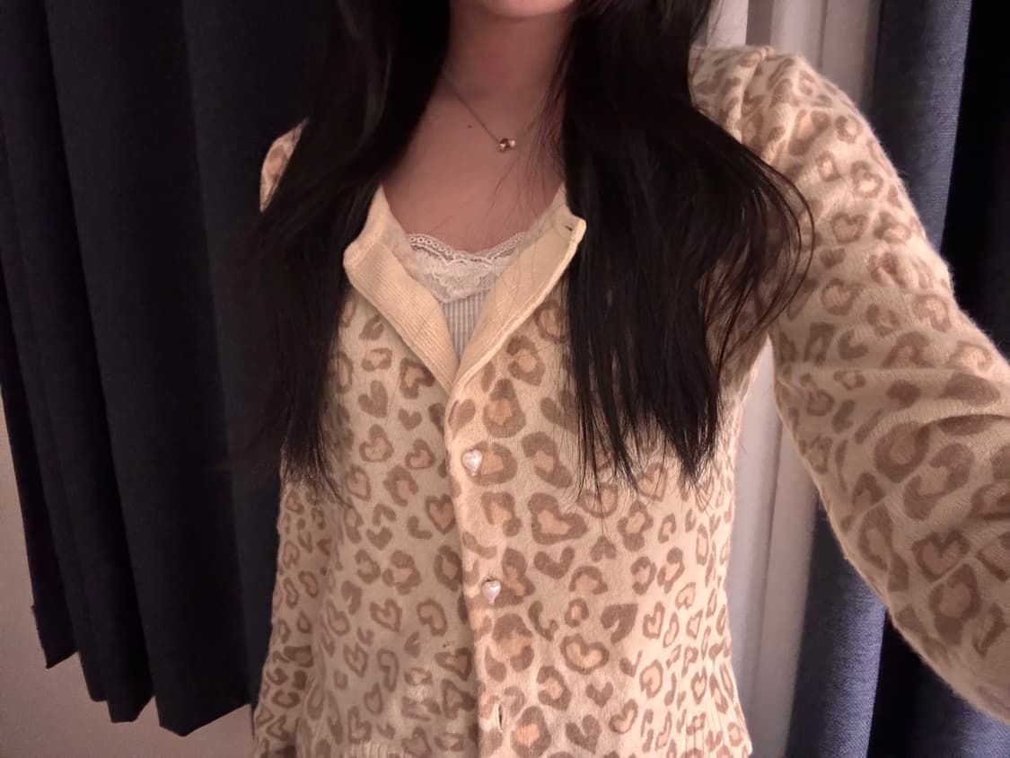 하트 레오파드 가디건 로맨틱갸루 갸루 히메갸루 로걀 라떼갸루 상품이미지2