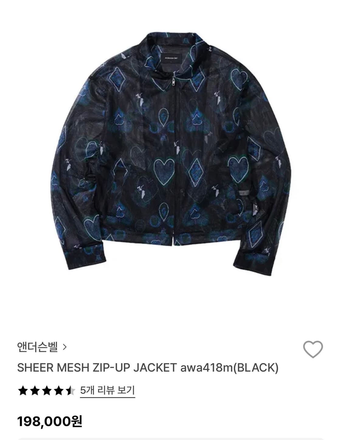 앤더슨벨 sheer mesh zip-up jacket 상품이미지1