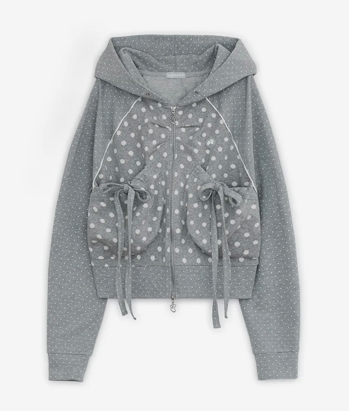 Hugyourskin 도트 빅 포켓 후드집업 (그레이) 상품이미지1