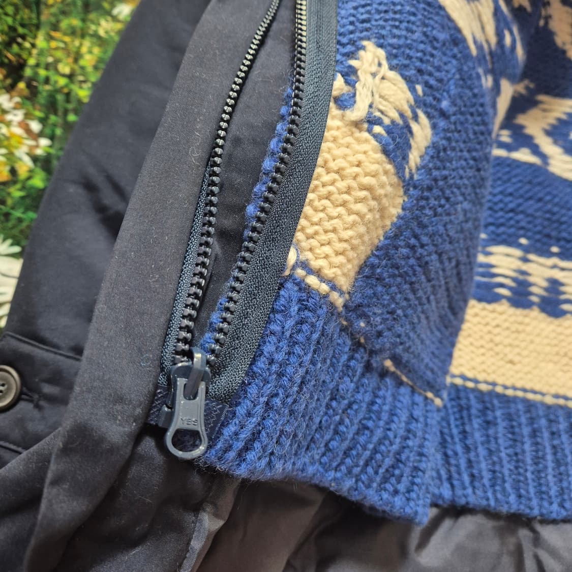 일본 GEORGIA 블루 눈꽃 패턴 코위찬 자켓 새상품 상품이미지7