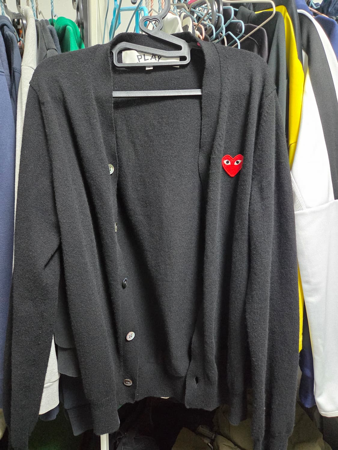꼼데가르송 블랙 가디건 하트 와펜 S 상품이미지1