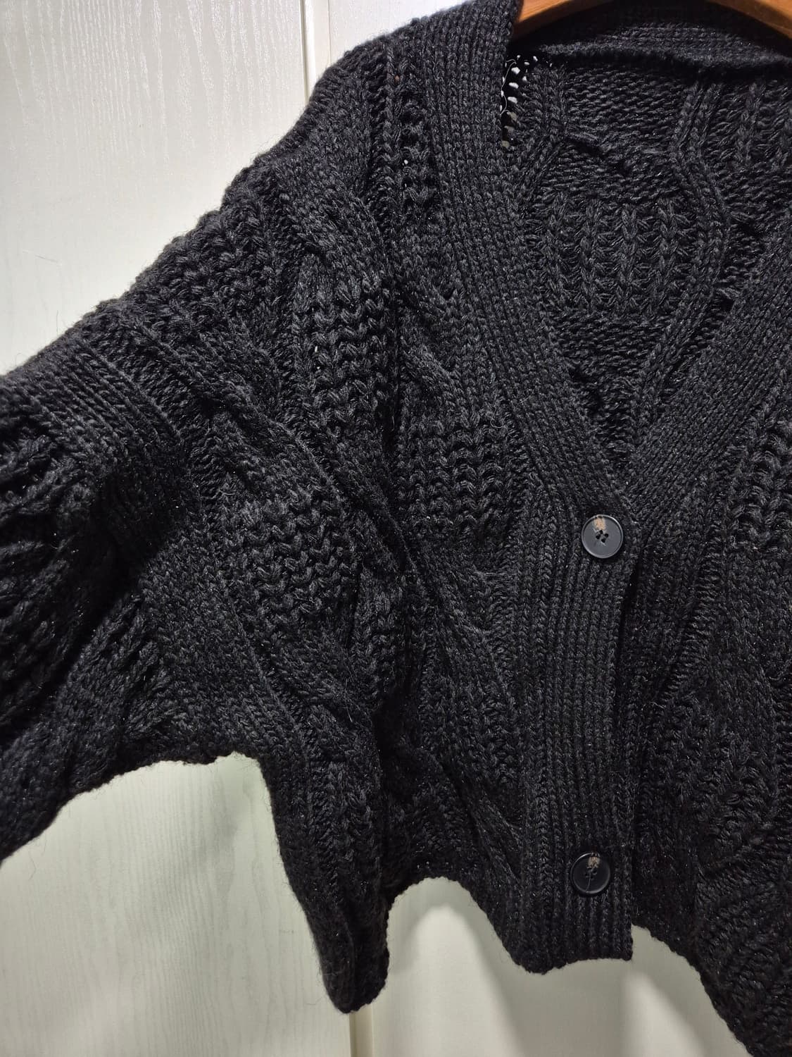 블랙 케이블 니트 가디건 상품이미지2