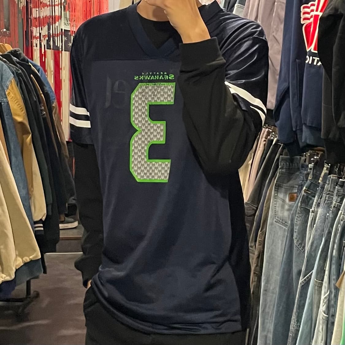 [IM] NFL SEAHAWKS No.3 WILSON 네이비 반팔져지 상품이미지5