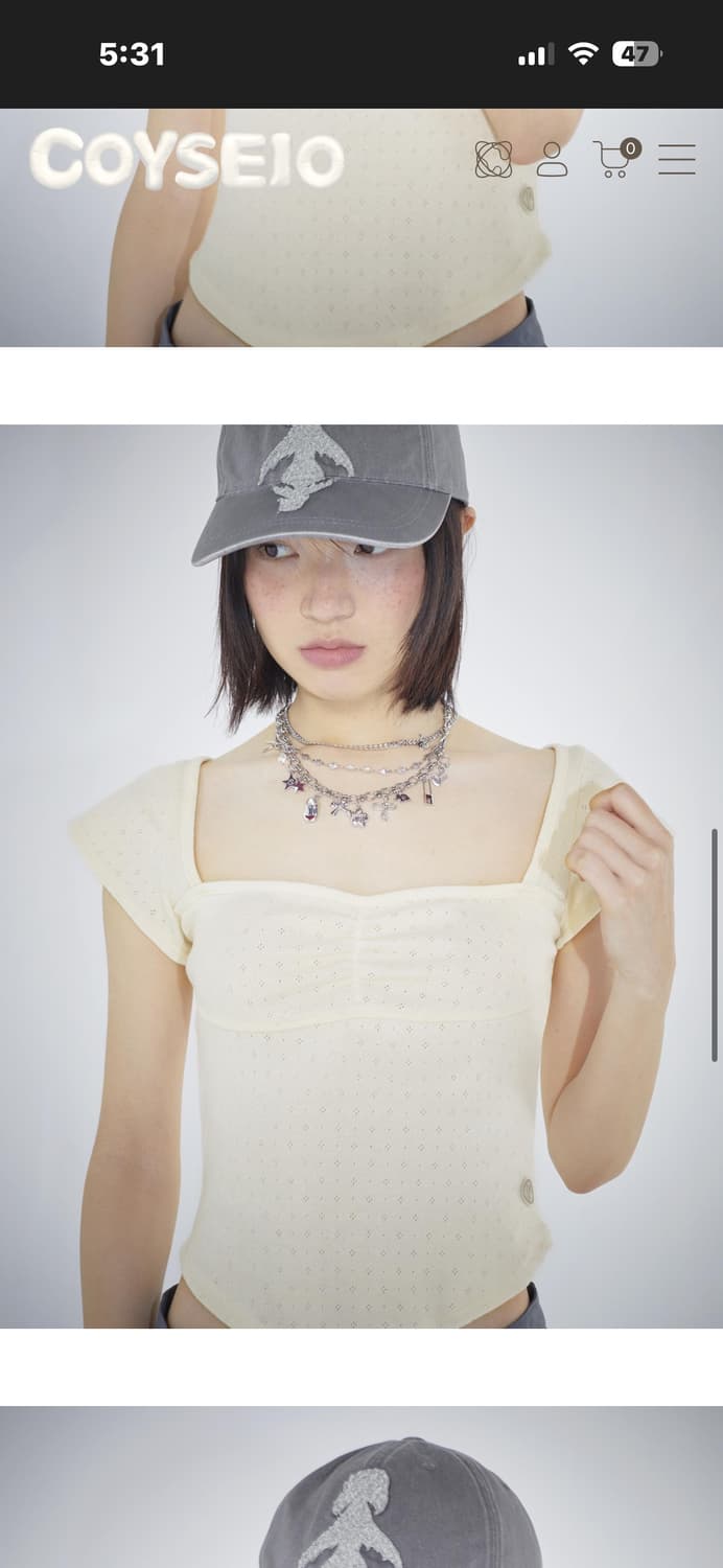 코이세이오 펀칭 셔링 탑 크림 상품이미지2