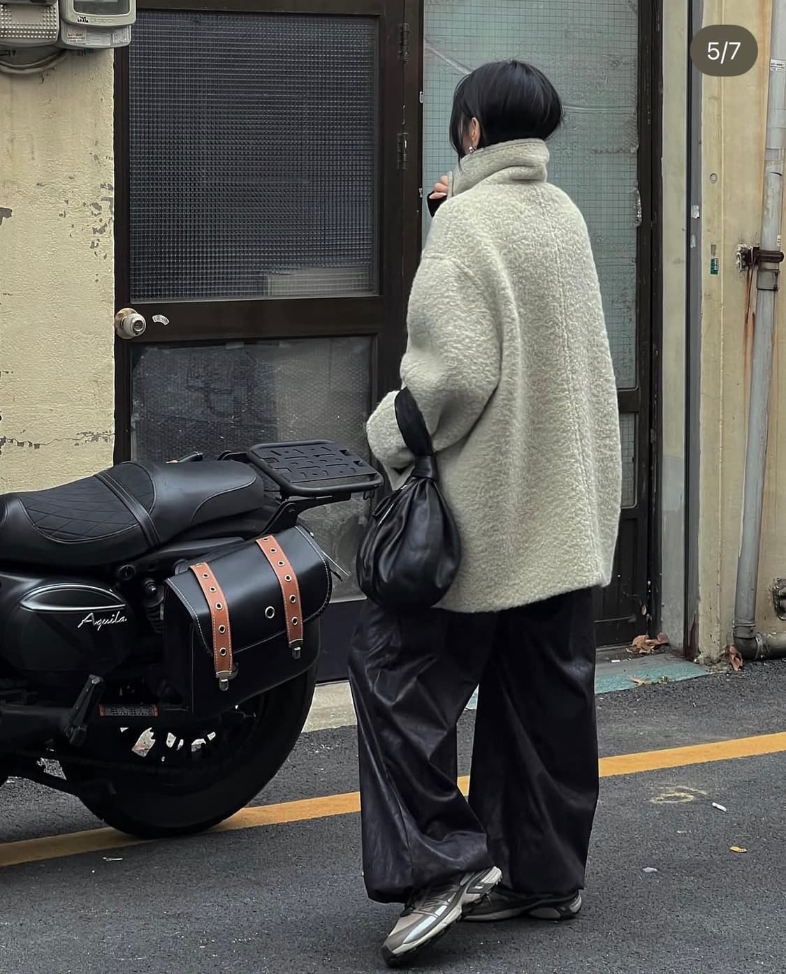 알파카 싱글 피코트 크림그레이 상품이미지5