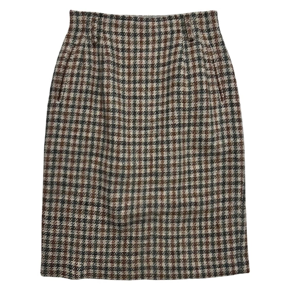 해리 트위 울 멀티 체크 미디 스커트 상품이미지1