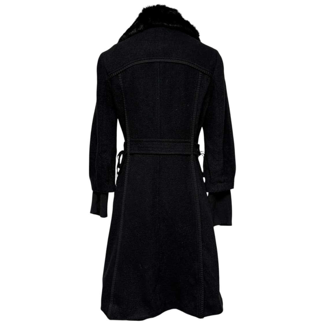 3742 블랙 울혼방 토끼털 롱코트 상품이미지4