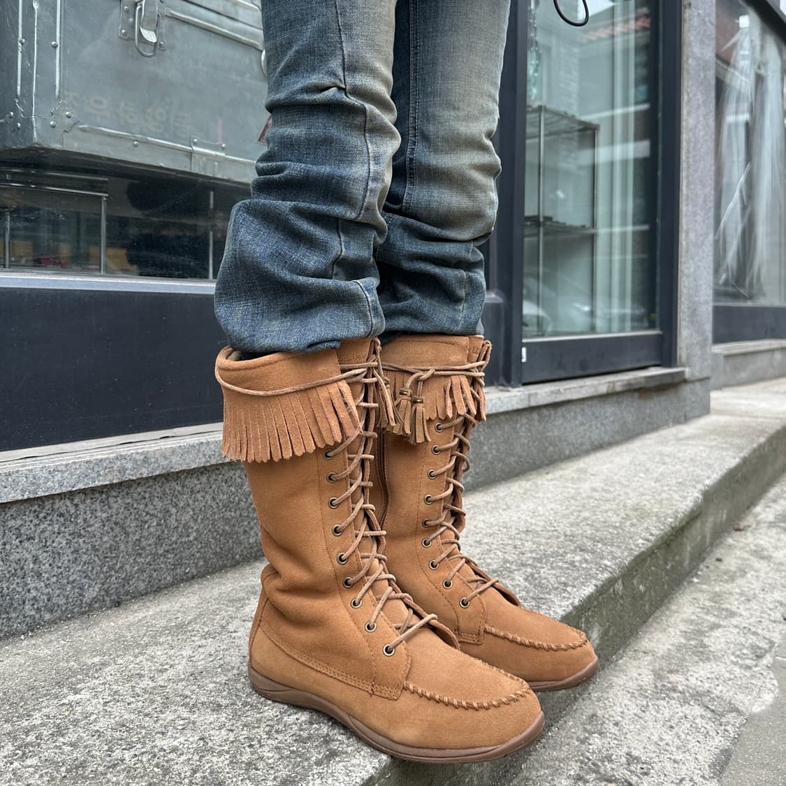 레어 LL BEAN 풀박스 프린지 프린지 기모 부츠 상품이미지1