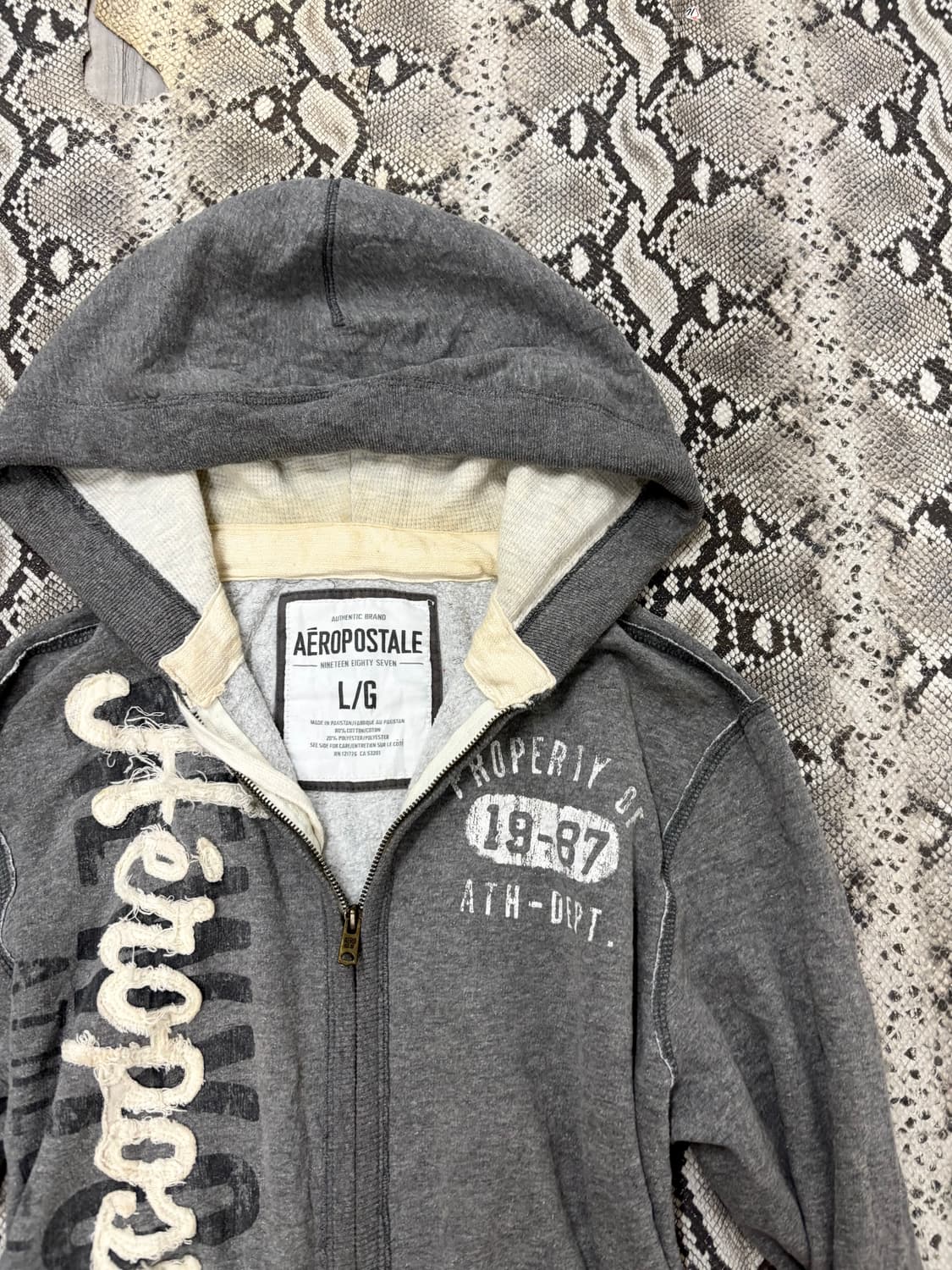 “Vintage”Y2K Print Grey Hooded Zip Up 상품이미지7