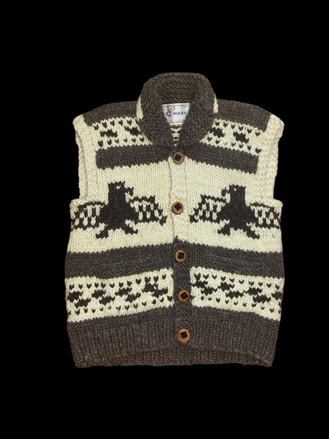 캐나다 빈티지 코위찬 헤비 울 니트 가디건 상품이미지3