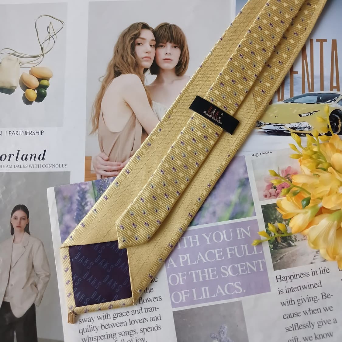 닥스 실크 옐로우 코끼리 패턴 넥타이 9.6cm A+등급 A19386
 상품이미지4