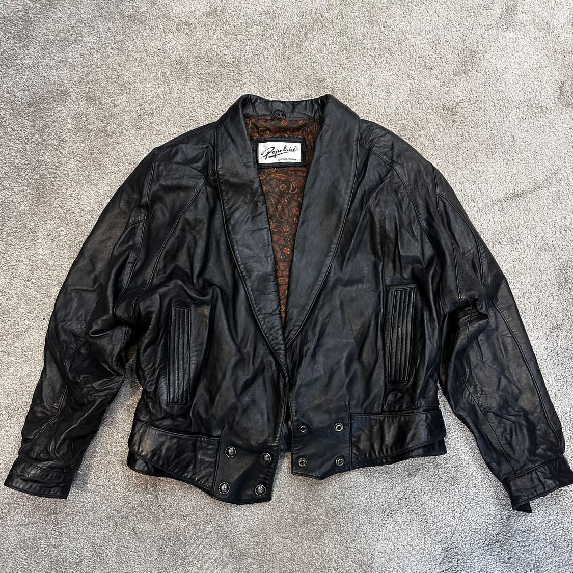 빈티지 퍼 트리밍 양가죽 봄버 자켓L 상품이미지3