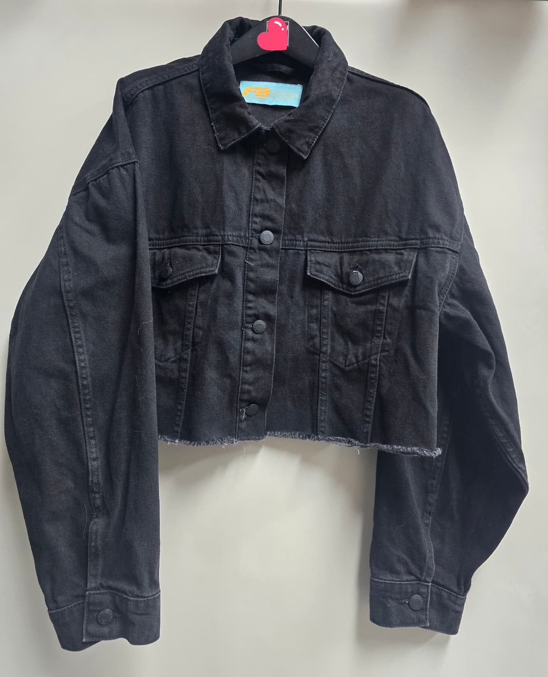 블랙 크롭 데님 자켓 L 상품이미지1