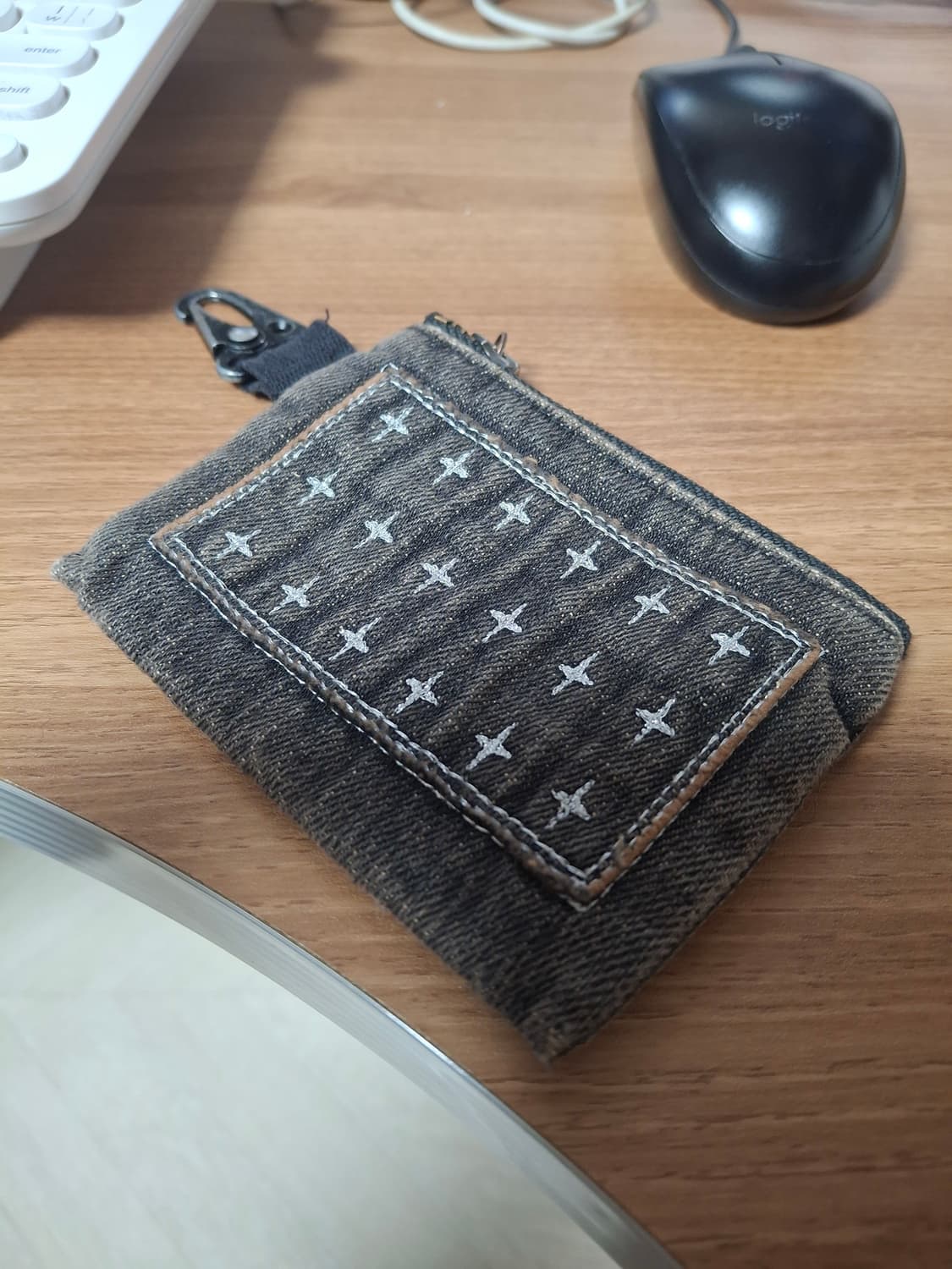 카락터 카드지갑 / 패치워크 데님 블랙 상품이미지2