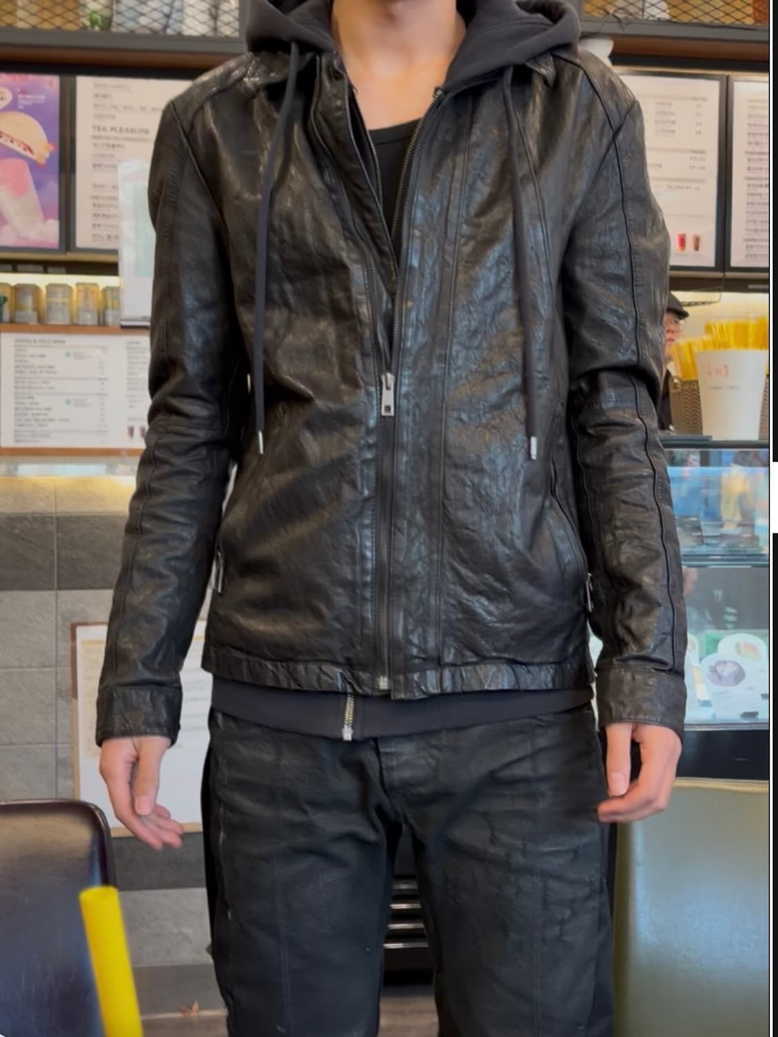 인카❌ 빈티지 주름가공 태닝 램스킨 자켓 상품이미지1