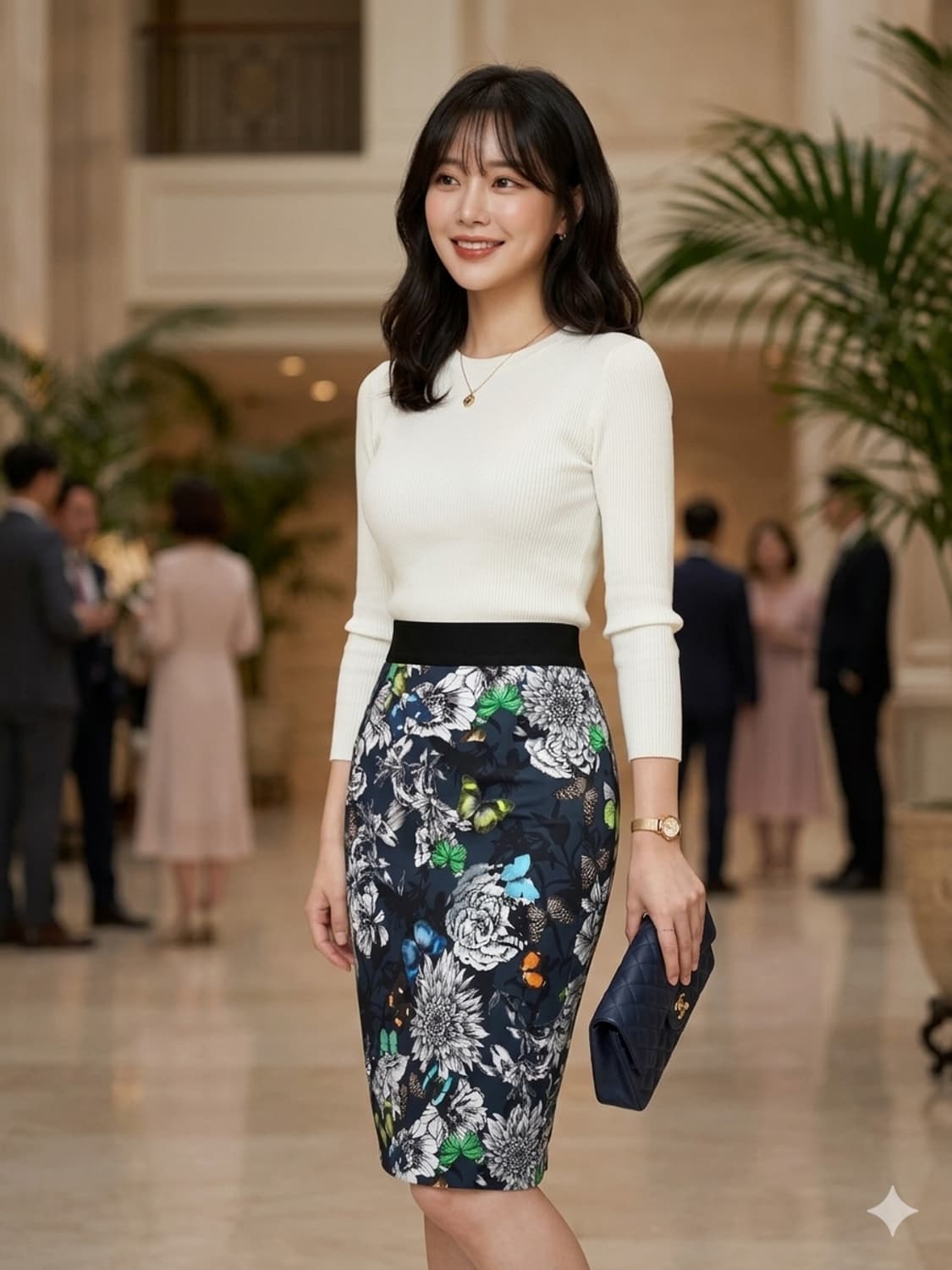 ✨봄하객룩 | 마크케인 플라워 밴딩 미디 스커트 | 날씬핏 코디완성 상품이미지1