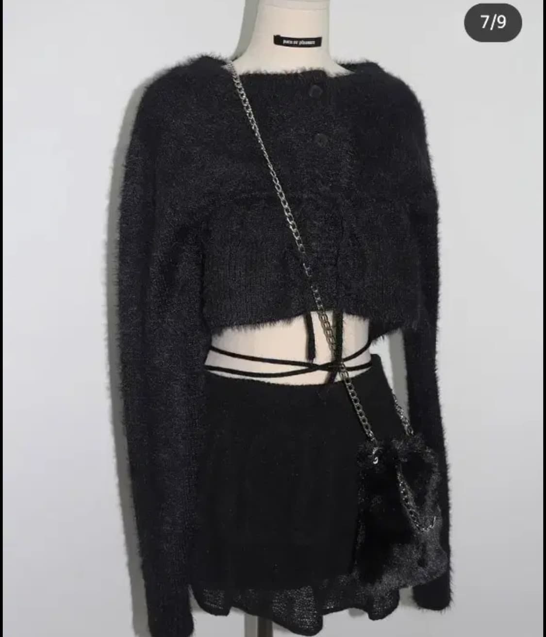 페인오어플레저 안젤라 니트 스커트 블랙 상품이미지3