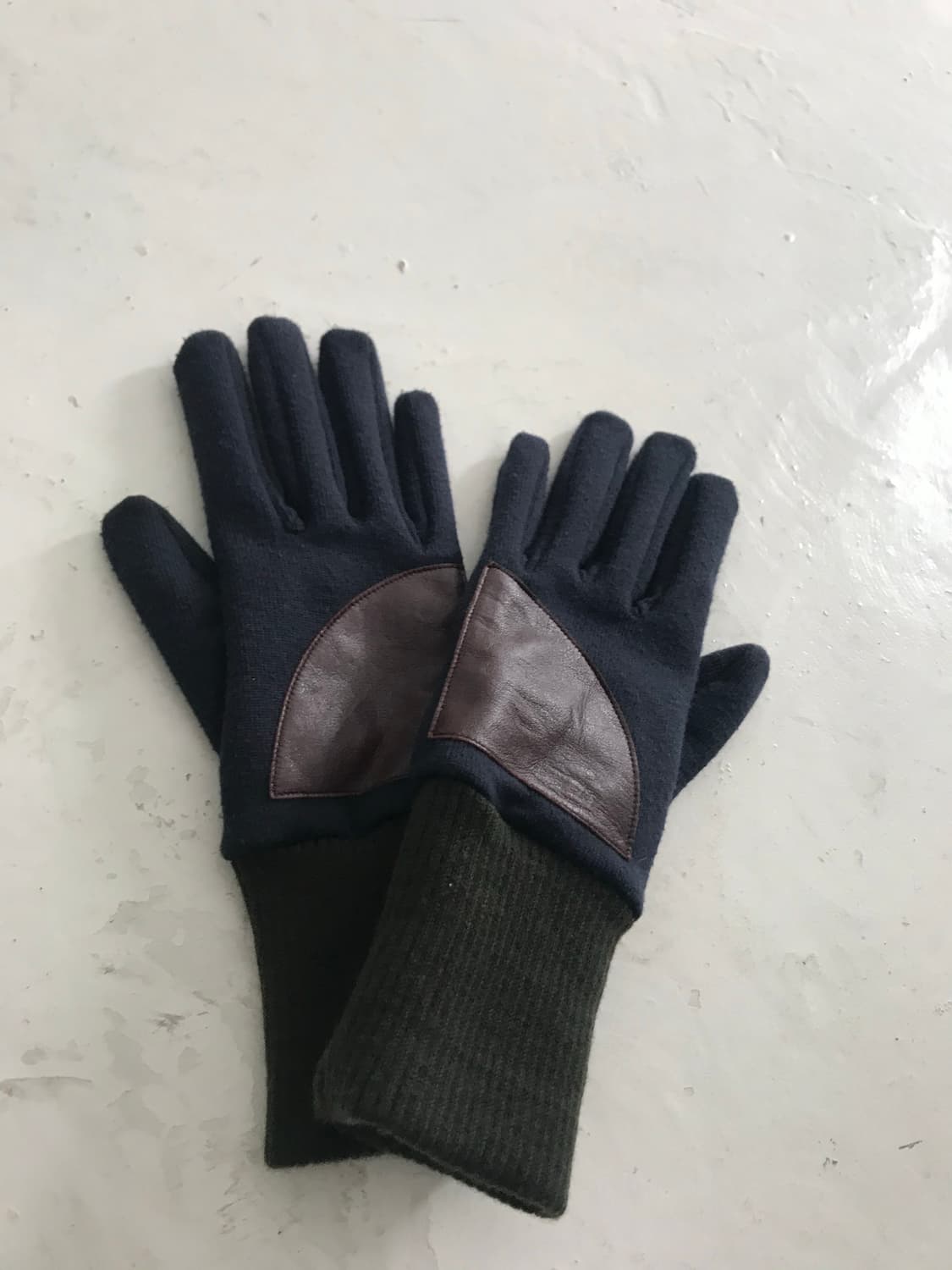 Navy&Green mix block leather glove 상품이미지6