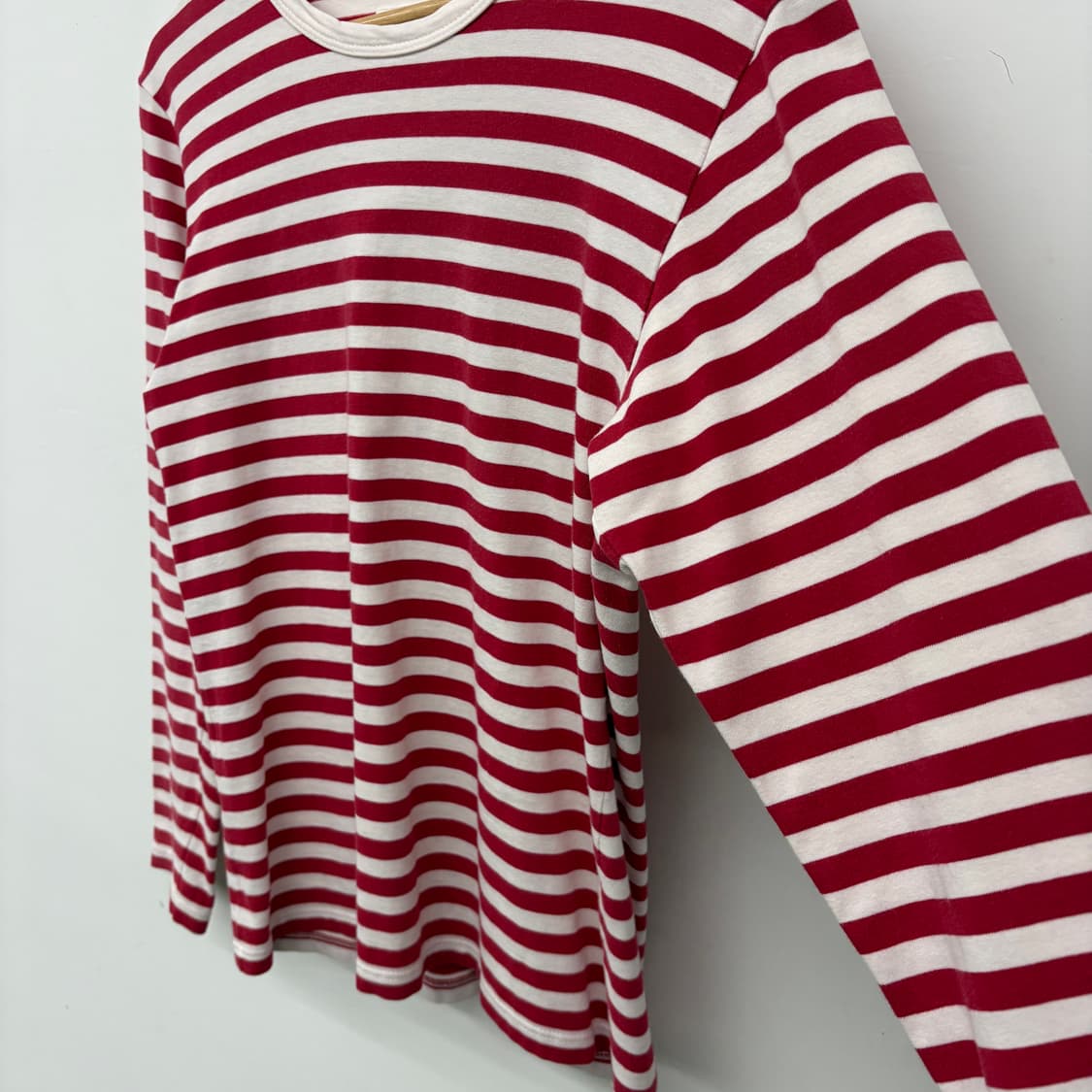 아네스베 레드 화이트 스트라이프 긴팔 티셔츠 여/S 상품이미지3