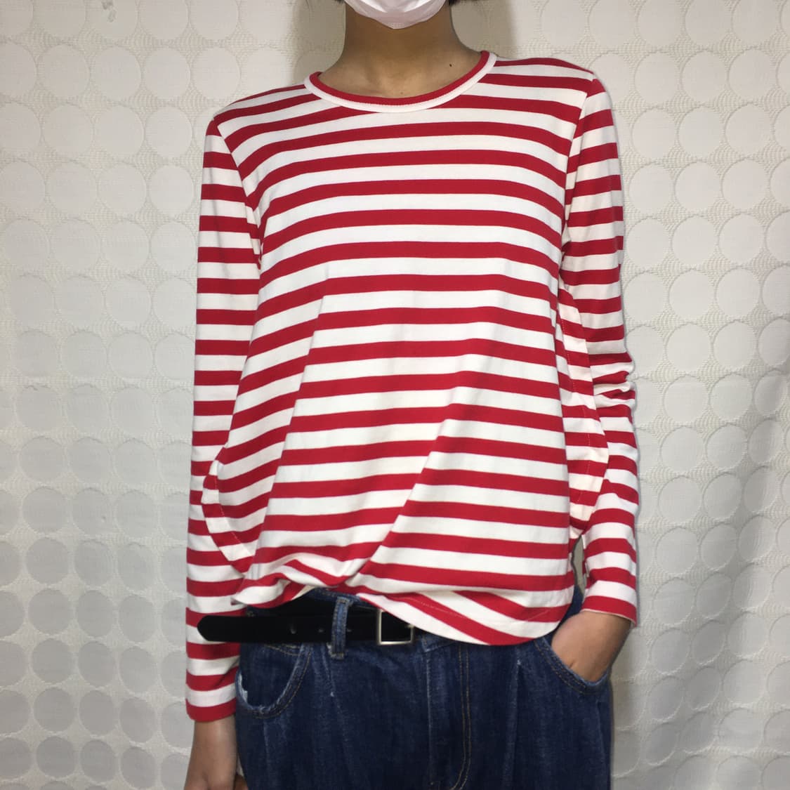 comme des garçons 레드 스트라이프 긴팔 상품이미지2