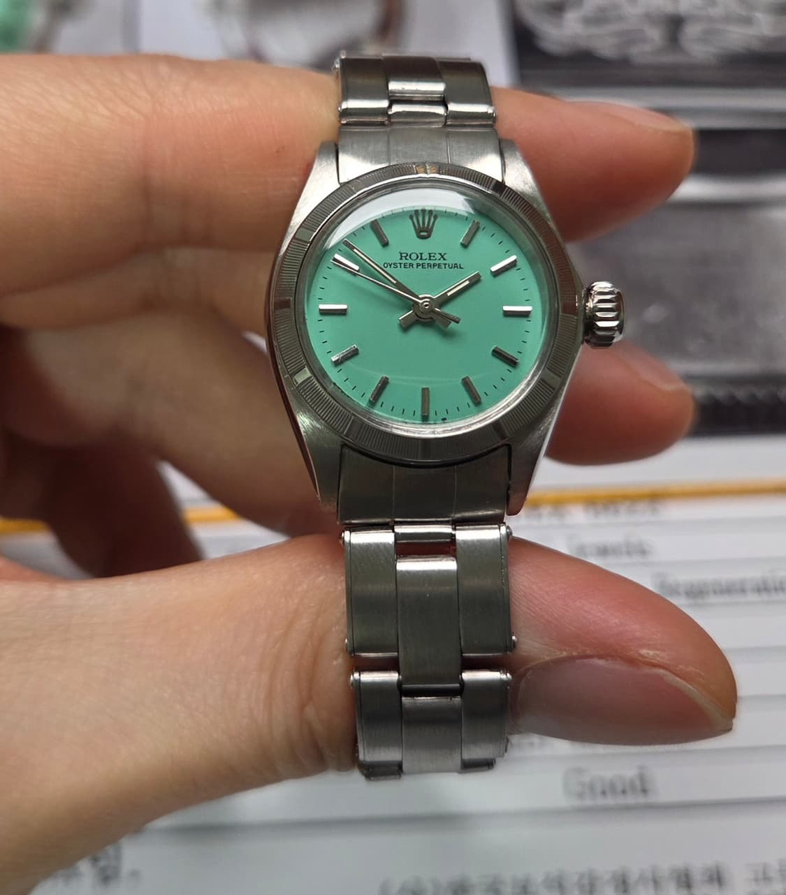 레어] 롤렉스 오이스터 퍼페츄얼 6623 민트 논데이트 여성용 (감정서포 상품이미지3