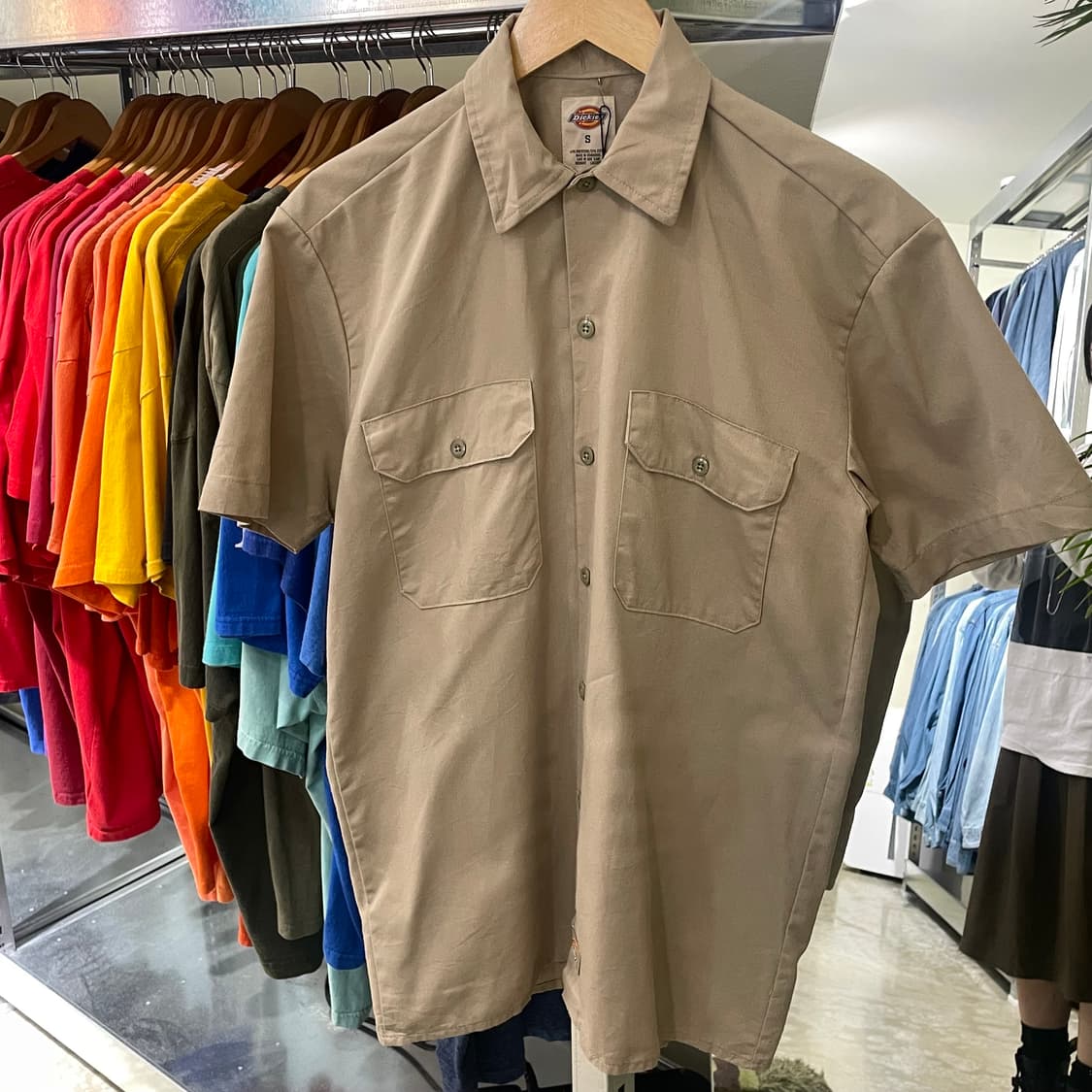 (S) Dickies 디키즈 반팔 워크 셔츠 베이지 상품이미지2