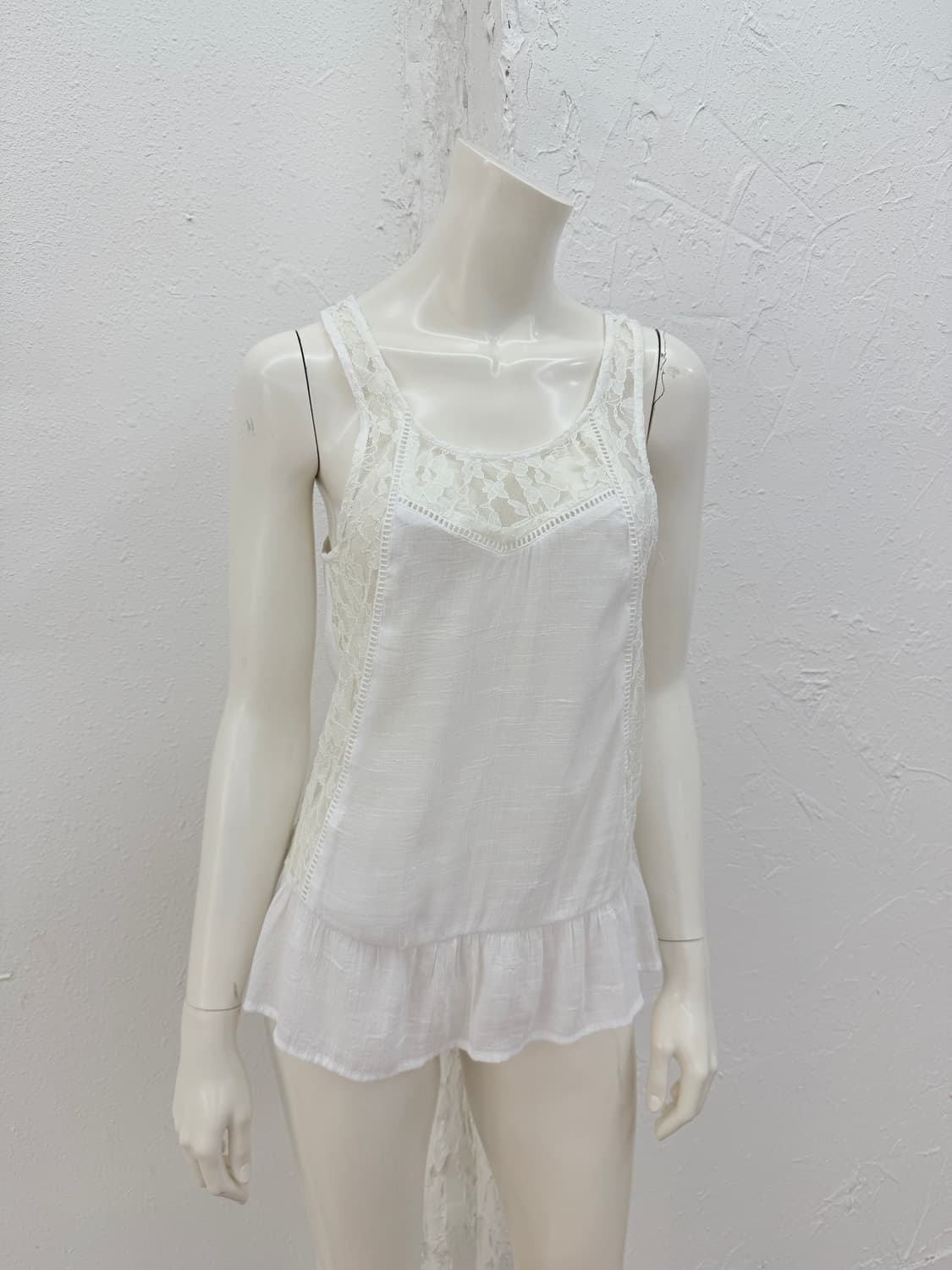 빈티지 Mudd 화이트 레이스 시스루 슬리브리스 상품이미지2