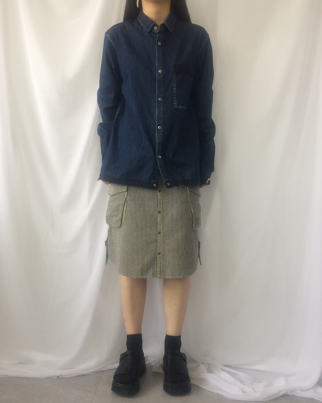 Stripe pattern cago midi skirt 상품이미지4