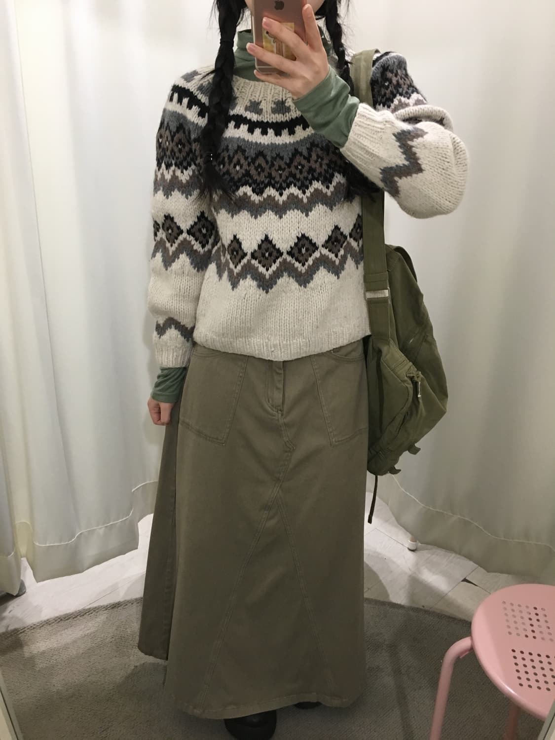 베이지 데일리 맥시 스커트 상품이미지4