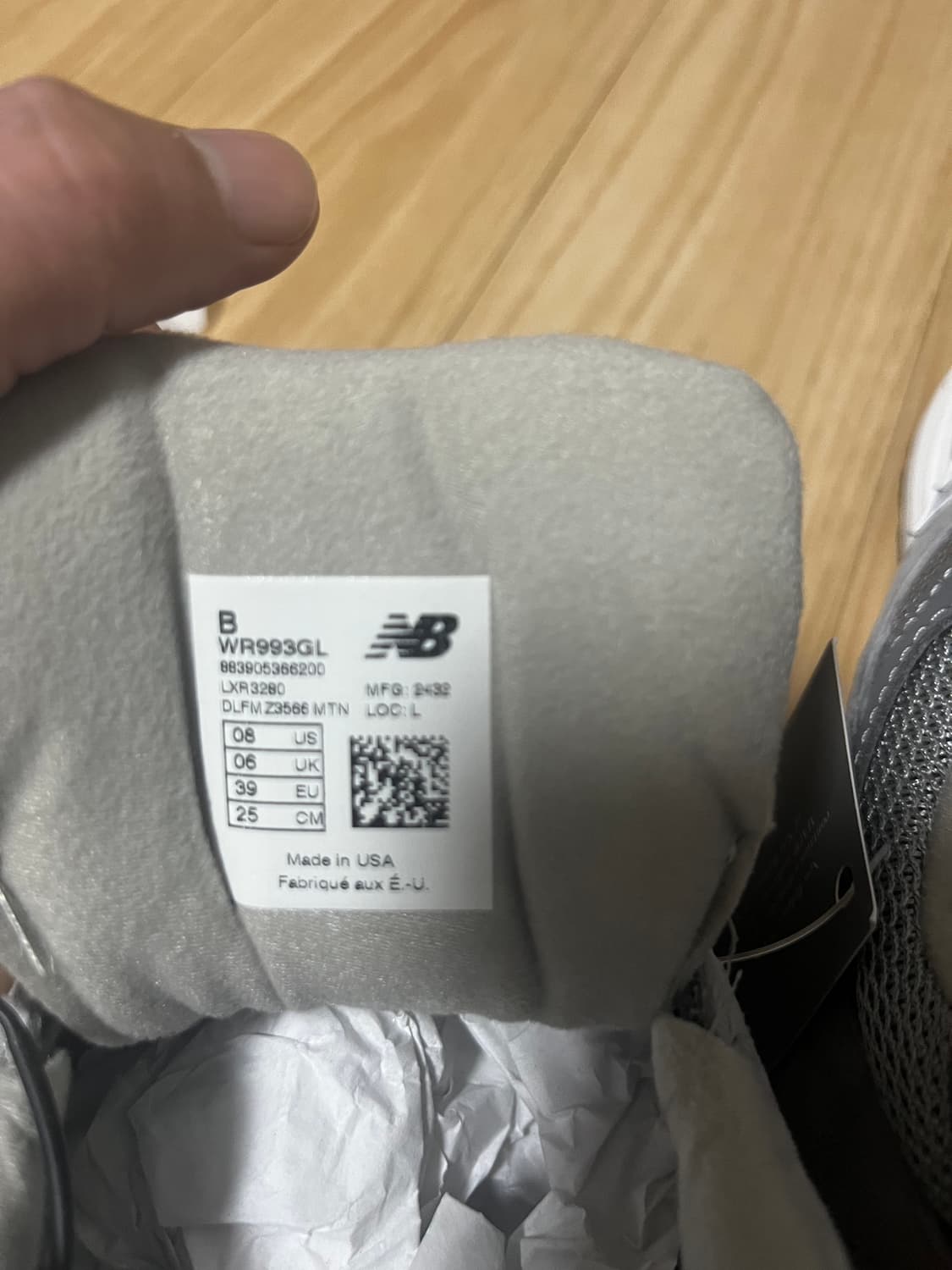 (W) 뉴발란스 993 메이드 인 USA 그레이 - B 스탠다드 상품이미지2