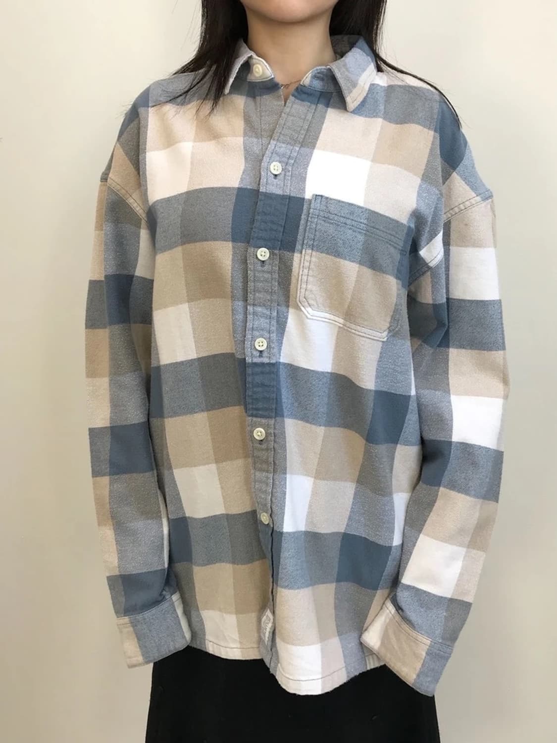 Hollister Plaid Shirt Blue Beige Shirt 상품이미지2